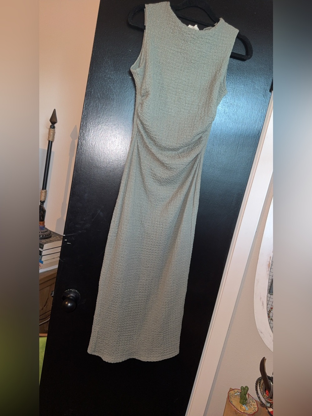 See You Monday Sleeveless Textured Maxi Dress in Sage Green